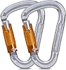 Climbing Carabiners, Auto Locking Carabiner Clips Heavy Duty for Rock Climbing, Camping, Dog Leash, Hammock, Swing, Water Bottle