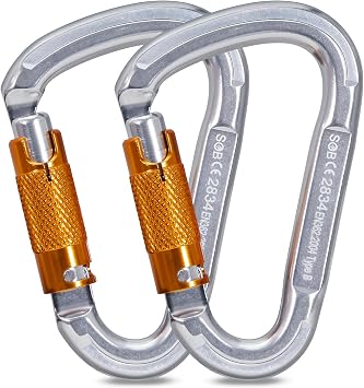 Climbing Carabiners, Auto Locking Carabiner Clips Heavy Duty for Rock Climbing, Camping, Dog Leash, Hammock, Swing, Water Bottle