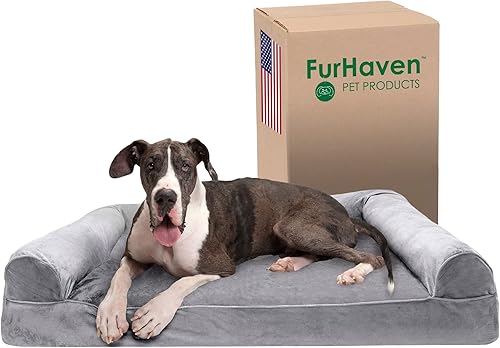 Miniatura 23 de Furhaven Cama para perros de espuma viscoelástica para perros medianos/pequeños con refuerzos extraíbles y funda lavable, para perros de hasta 35