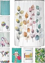 Shower Curtain 120 x 180 cm - Thick Polyester Fabric Shower Curtains Machine Washable with Anti Mould and Waterproof Included 12 Curtain Hooks (Colorful Leaves)