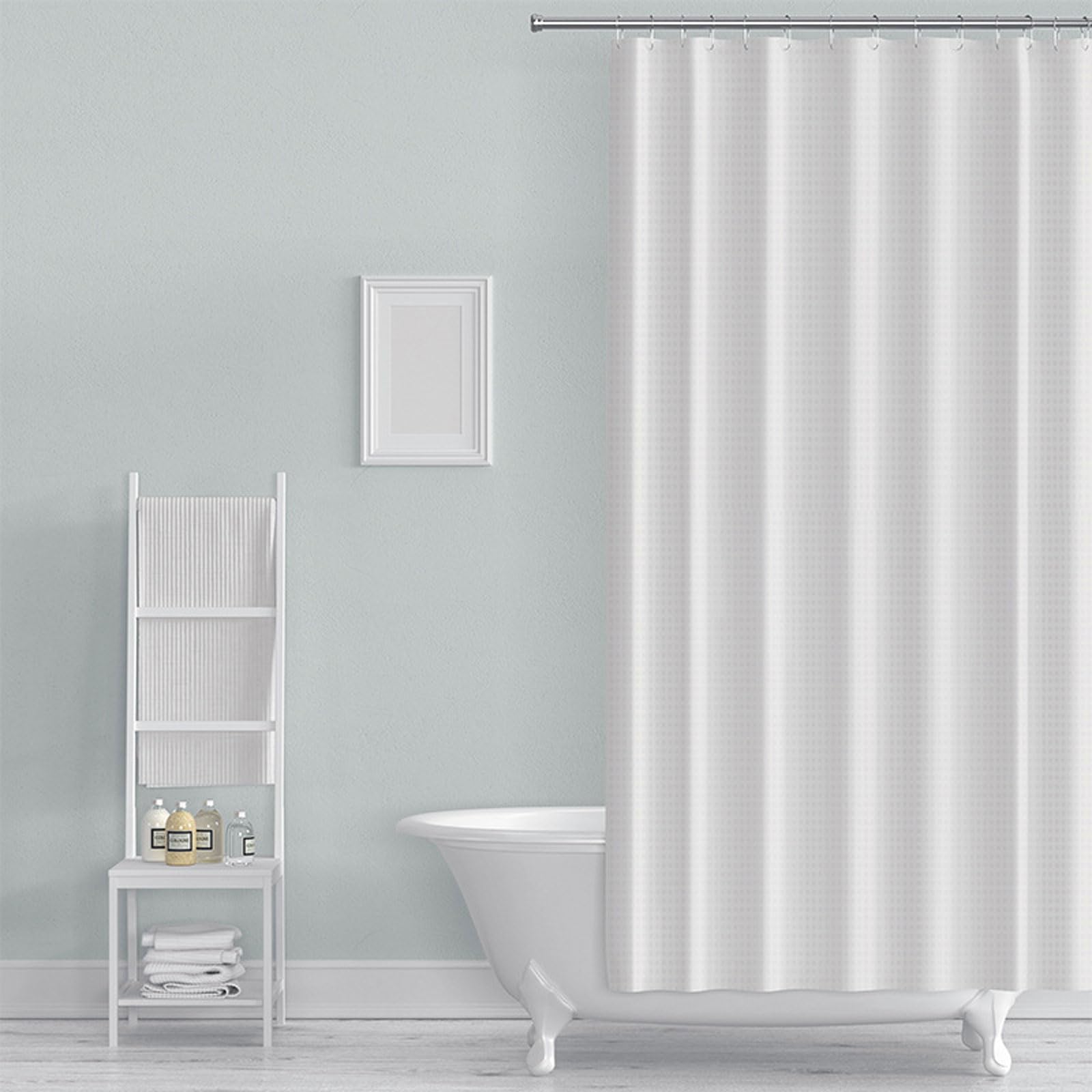 Rideau de baignoire gaufré blanc 183x183 premium anti-bactérien avec crochets