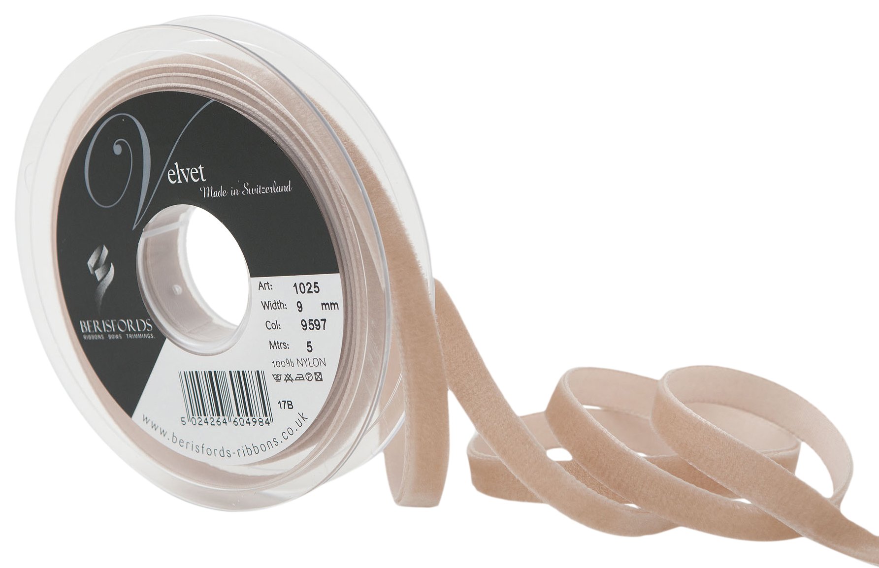 Berisfords Velvet Ribbon, Earth, 102 x 15 x 102 cm