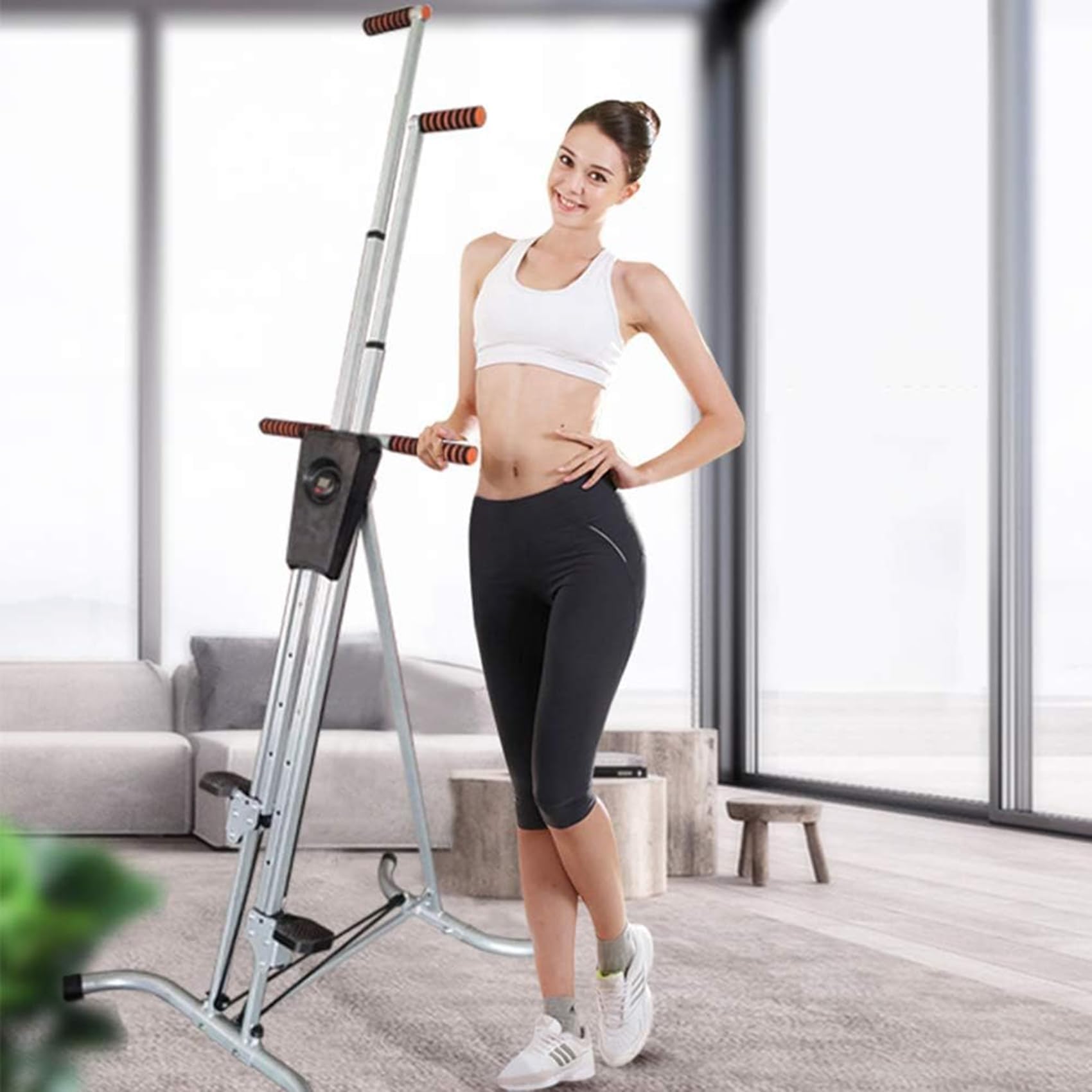 Escalador vertical para gimnasio en casa, entrenamiento cardiovascular de cuerpo completo con monitor LCD, soporta 120 kg