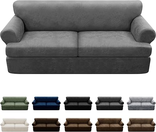 Miniatura 112 de Fundas para sillón con cojines en forma de T de 2 piezas, apariencia de cuero, funda para sofá, funda para silla, protector elástico para muebles,