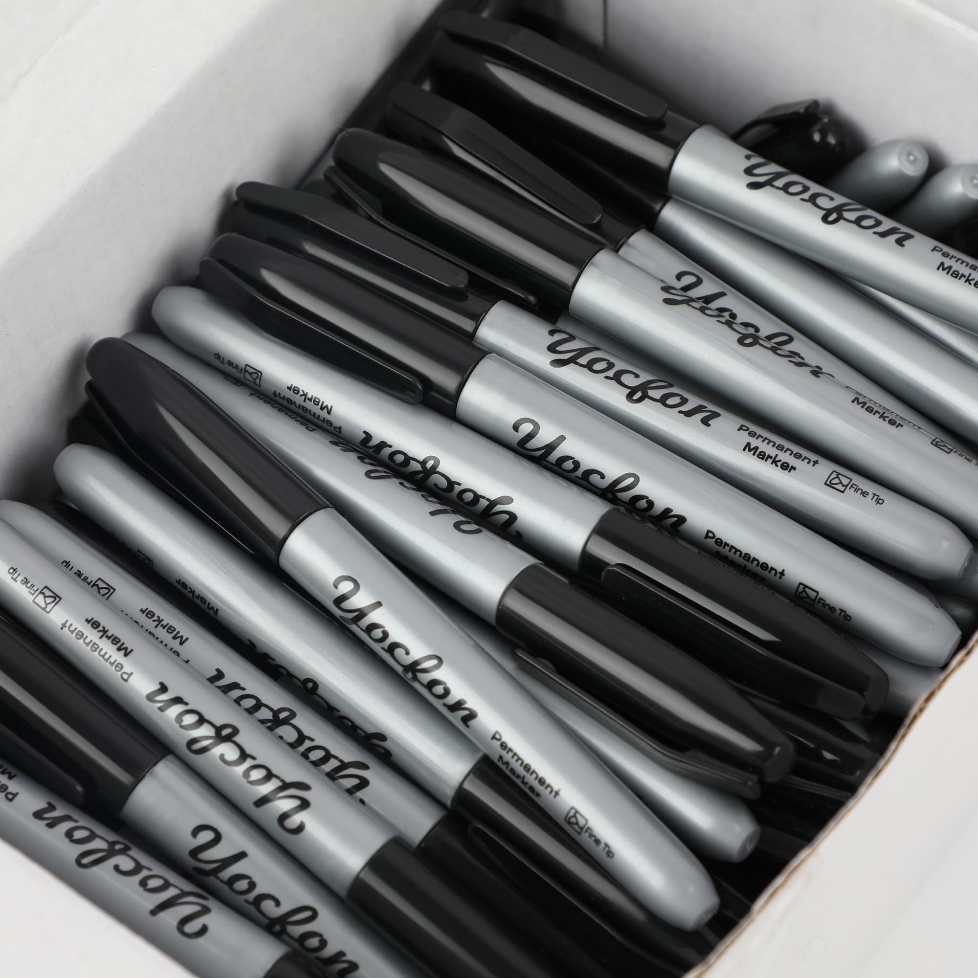 Permanent Markers Bulk 144 Count Black Permanent Markers Set Fine Tip Waterproof Markers Works On Plastic Wood Stone — view 7