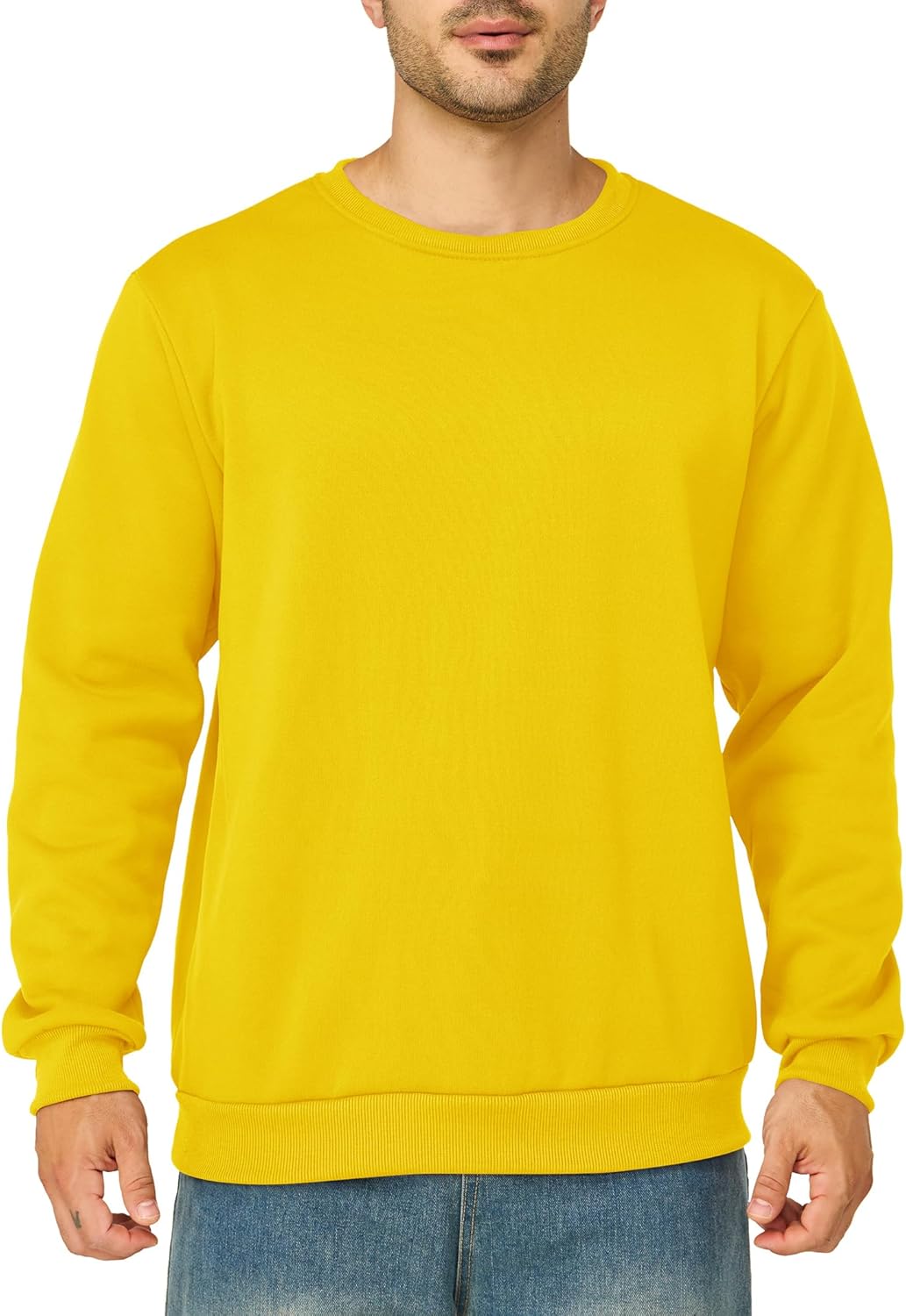 Mens Crewneck Sweatshirts Casual Fleece Pullover Sweatshirt Long Sleeve Basic Sweat Shirts