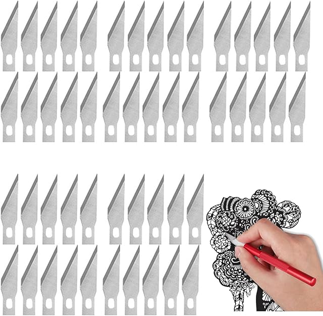 HpLive 50pcs Knife Blade for Most Detailed Cutting and Stripping Fine Pointed For X-acto Exacto Tool SK5 Graver Hobby Style Multi Tool Craft 11#