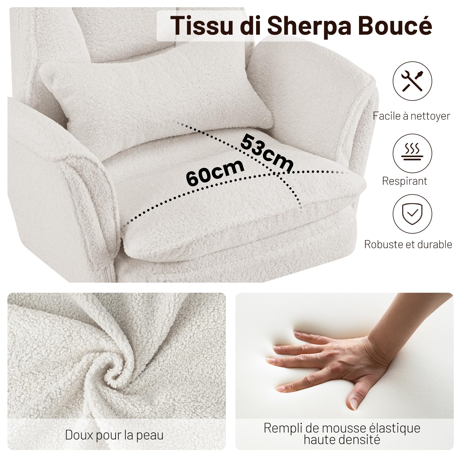 Chaise de Bureau Ergonomique avec Accoudoirs Réglables 5 Niveaux, Repose-Pieds, Soutien Lombaire, Hauteur Réglable, 200kg, Blanc