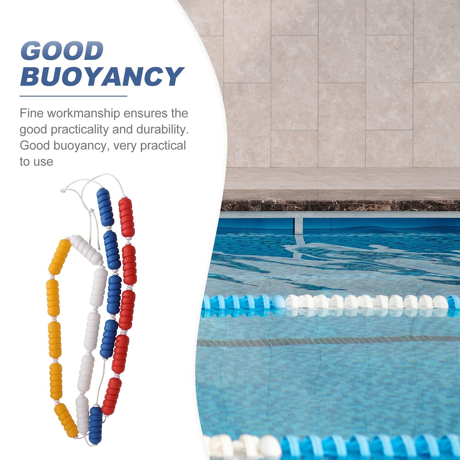 Cuerda Flotante de Seguridad para Piscinas, Divisor de carriles de Longitud Ajustable con Ganchos para Piscinas - Equipo para Dividir carriles de natación, Cable de Acero de 12 m/40 pies