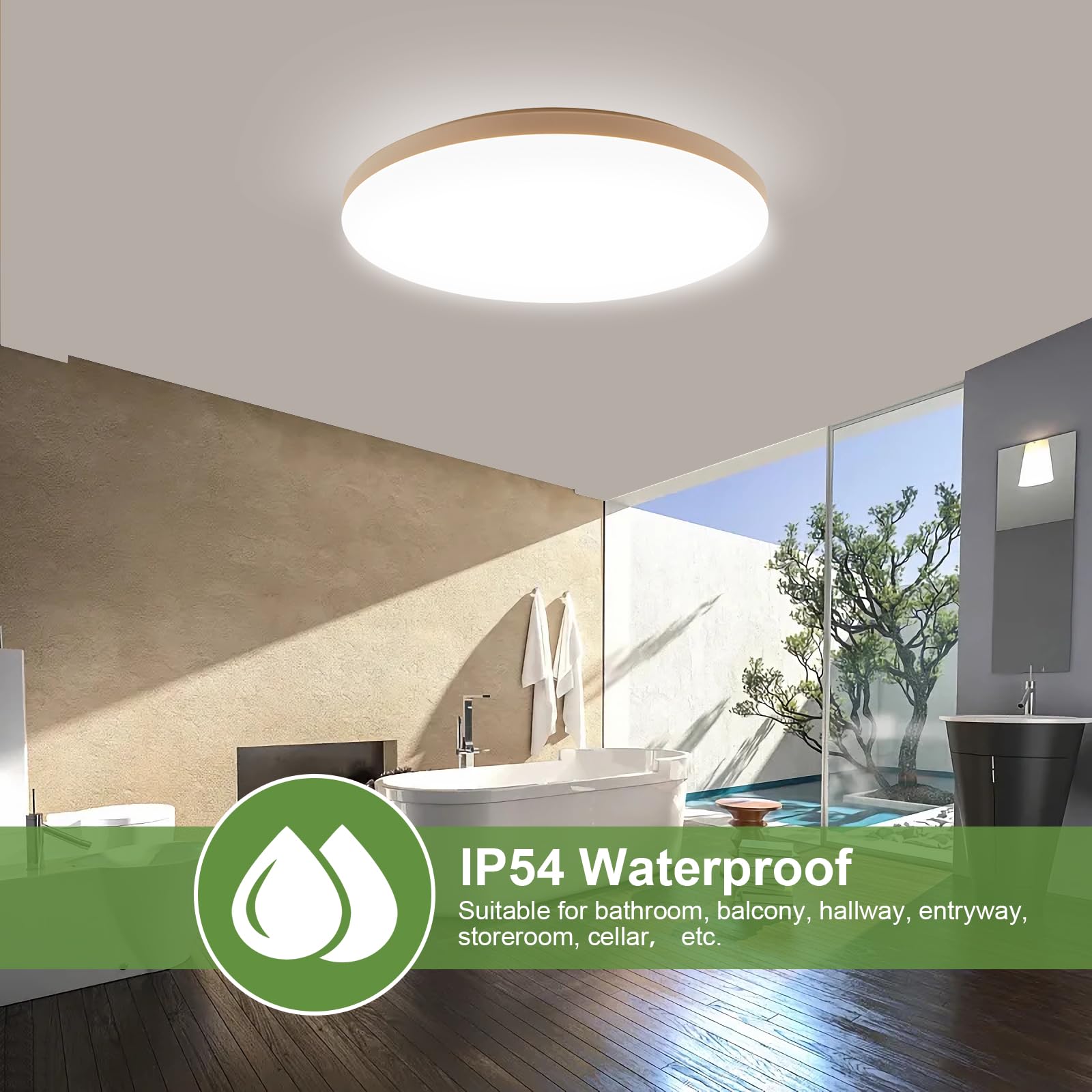 LEZOE Lámpara de techo LED con detector de movimiento regulable, 25W 3380lm 135(Lm/W) dimmable, ajustable, sensor 3000K/4000K/6500K Ideal para baño, garaje, sótano, balcón, entrada Ø35cmx6cm