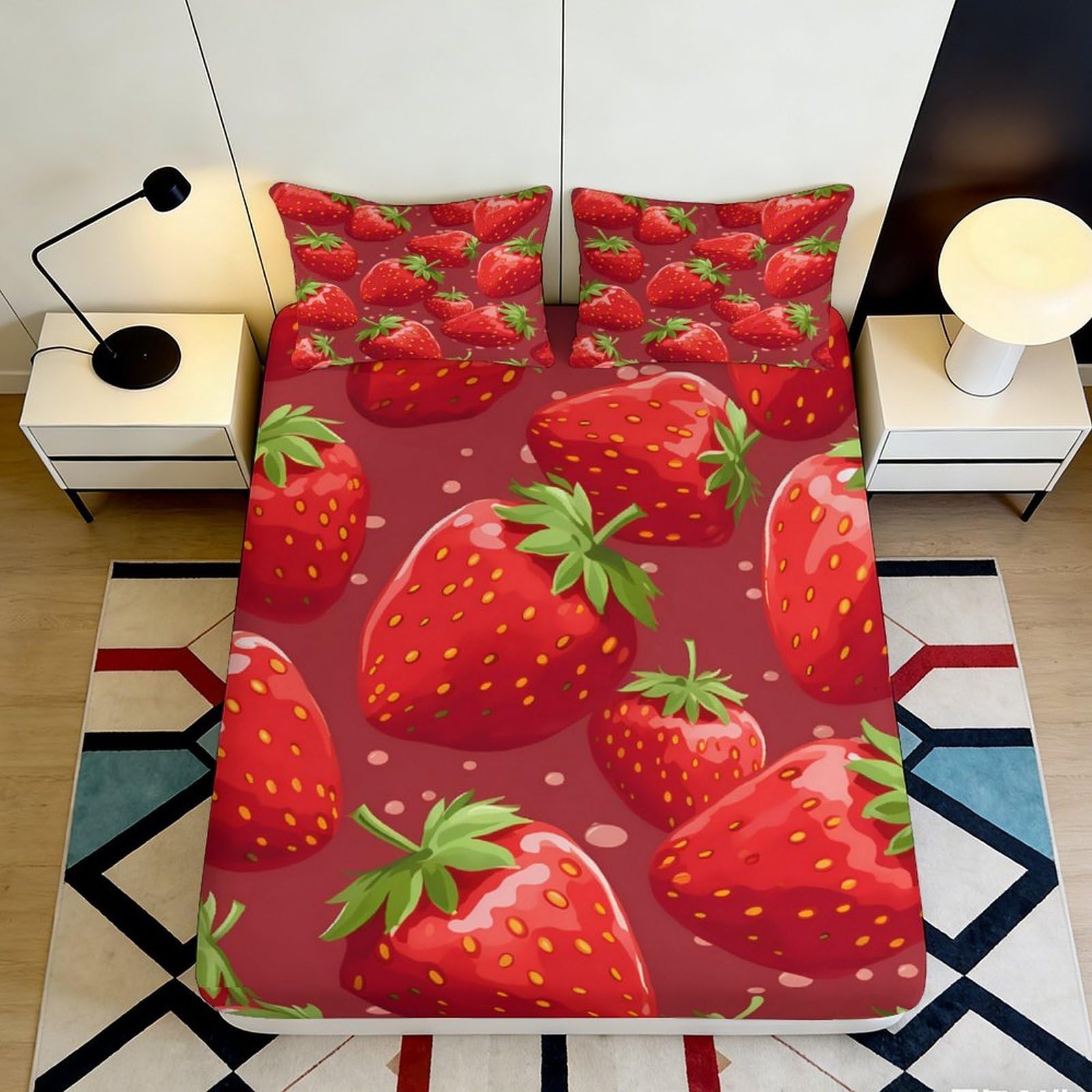 3D Printed Cartoon Panda Fitted Sheet Microfiber Deep Pocket Non-Slip Bedroom Bedding Panda Mattress Fitted Cover Washable 200x200x25cm