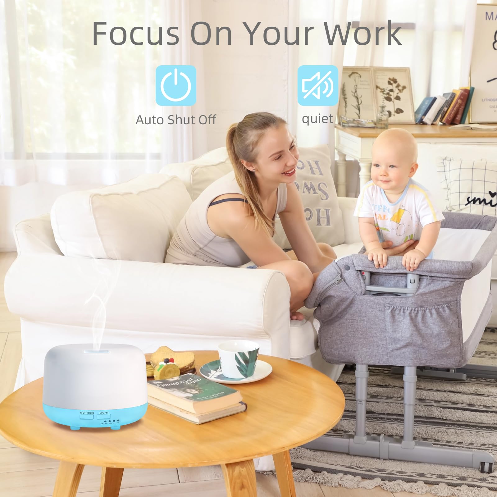 SPLITSKY Aromatherapy Essential Oil Diffuser - 300ml With Remote, 7 Color LED, Cool Mist Humidifier - View #7