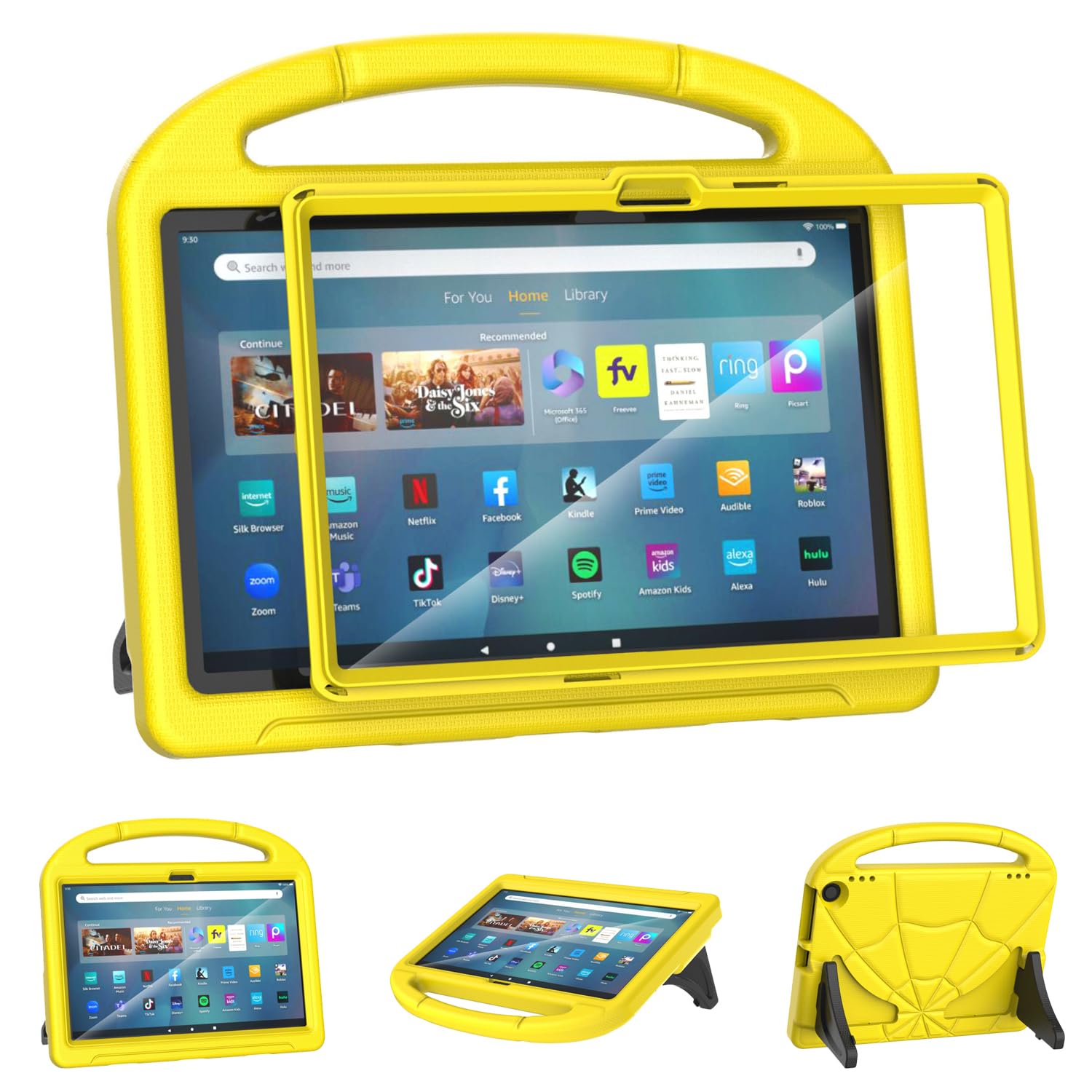 Mansiruyi Custodia per tablet da 11 pollici, non per tablet TCL Onn da 11", custodia leggera antiurto per bambini con protezione per lo schermo e maniglia di supporto, giallo