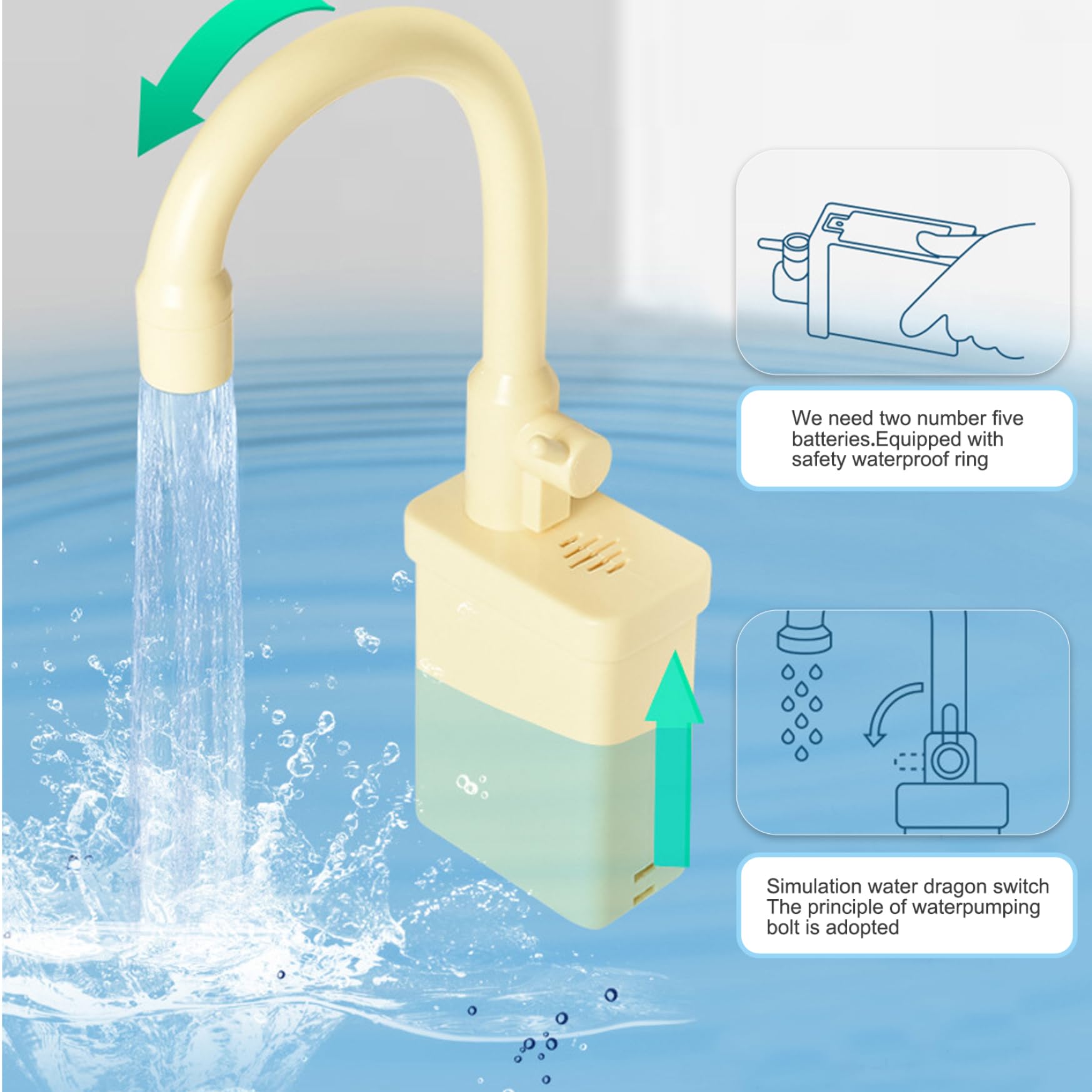 Rubinetto per lavandino giocattolo, lavandino giocattolo in plastica con acqua corrente, 6, 1x10, 8" rubinetto per lavello da cucina di ricambio accessori per casetta da gioco per bambini bambine