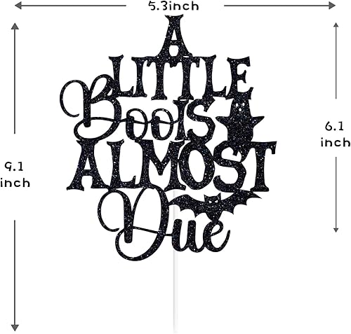 Miniatura 2 de Decoración negra con purpurina A Little Boo is Almost Due Cake Topper, Baby Boo Spooky con temática de Halloween, cumpleaños, revelación de género,