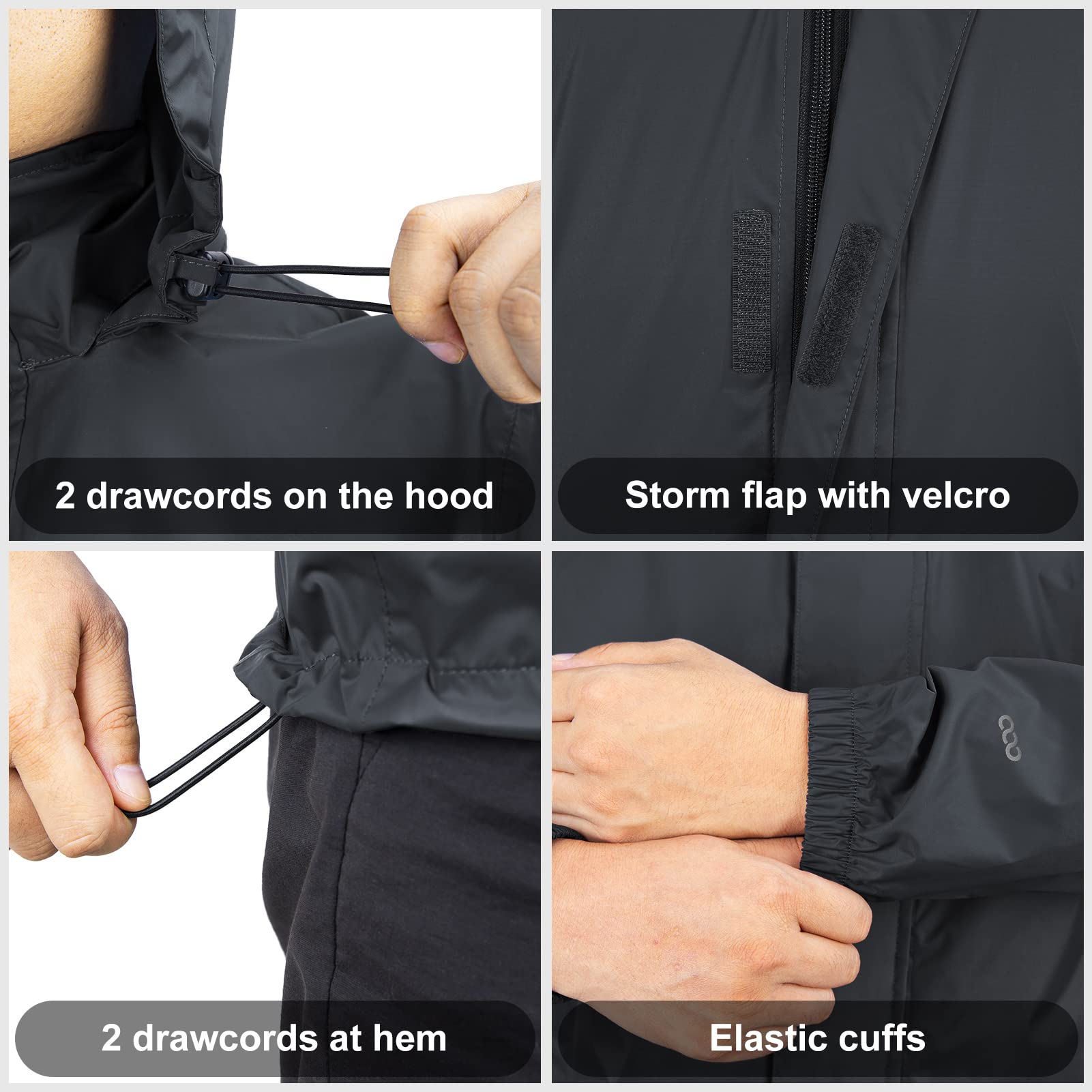 33,000ft Veste de pluie pliable avec capuche rangeable, légère et imperméable, coupe-vent, pour activité en plein air, pour homme