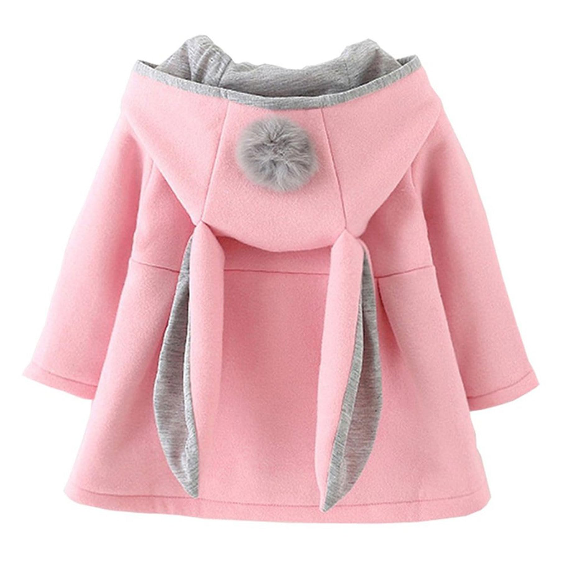 TMEOG Cappotto Giacca con Cappuccio Coniglio Felpa Mantello del Cappotto di Inverno della Pelliccia della Neonata Bambine e Bambino