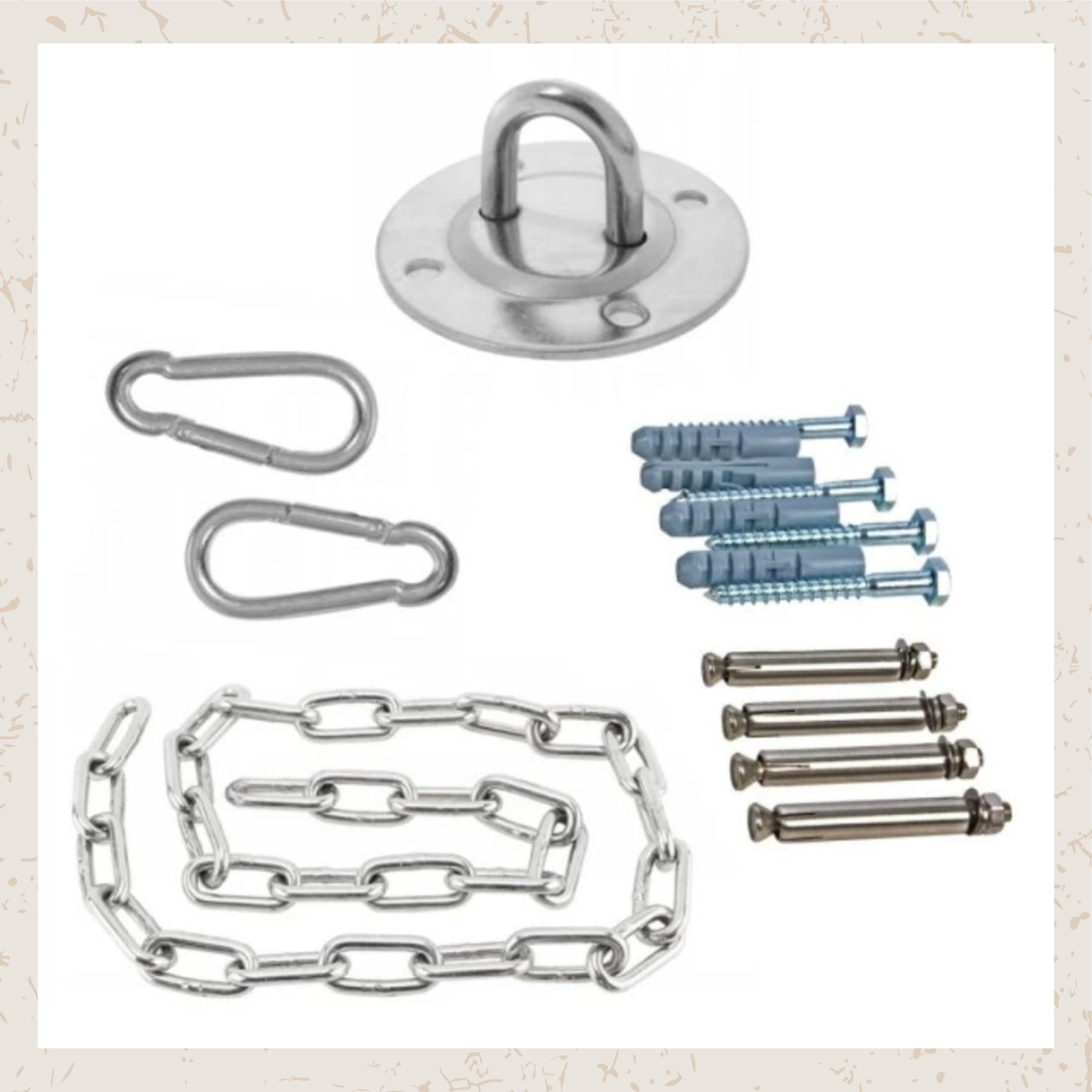 Deccart Makramee Hängesessel mit Kissen - Runder Hängestuhl aus Baumwolle - Boho Hängesitz Beige - stabile Metallringe, hängender Sessel für Wohnzimmer, Balkon, Garten, Kinderzimmer