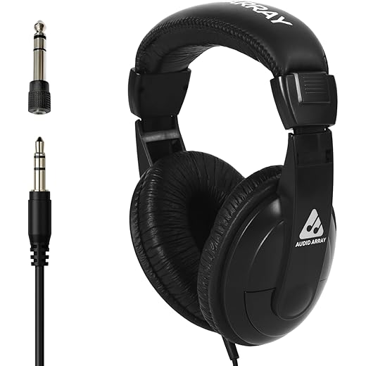 AH-45-BK Studio Monitoring & Live Recording Headphones | 40mm Depp Bass Drivers Closed-Back Design | 32 Ohms Impedance | 3m OFC Cable | 3.5mm + 6.3mm Adapter (Black)