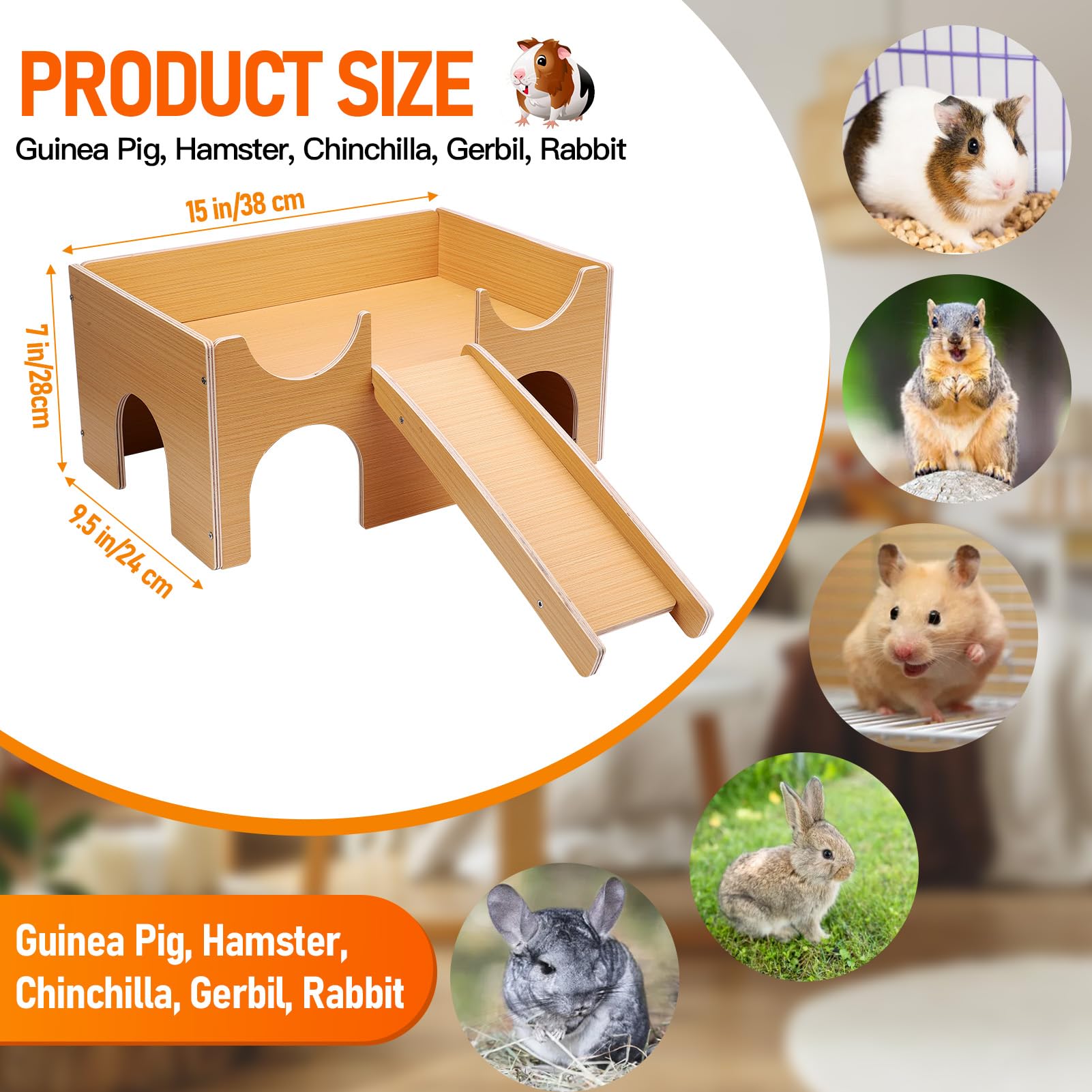 Gugxiom Updated Guinea Pig Hideout,Guinea Pigs House with Stairs and Soft Mats,Guinea Pig Hut for Hamster,Rabbit,and Other Small Animals(Upgrade) - Image 2