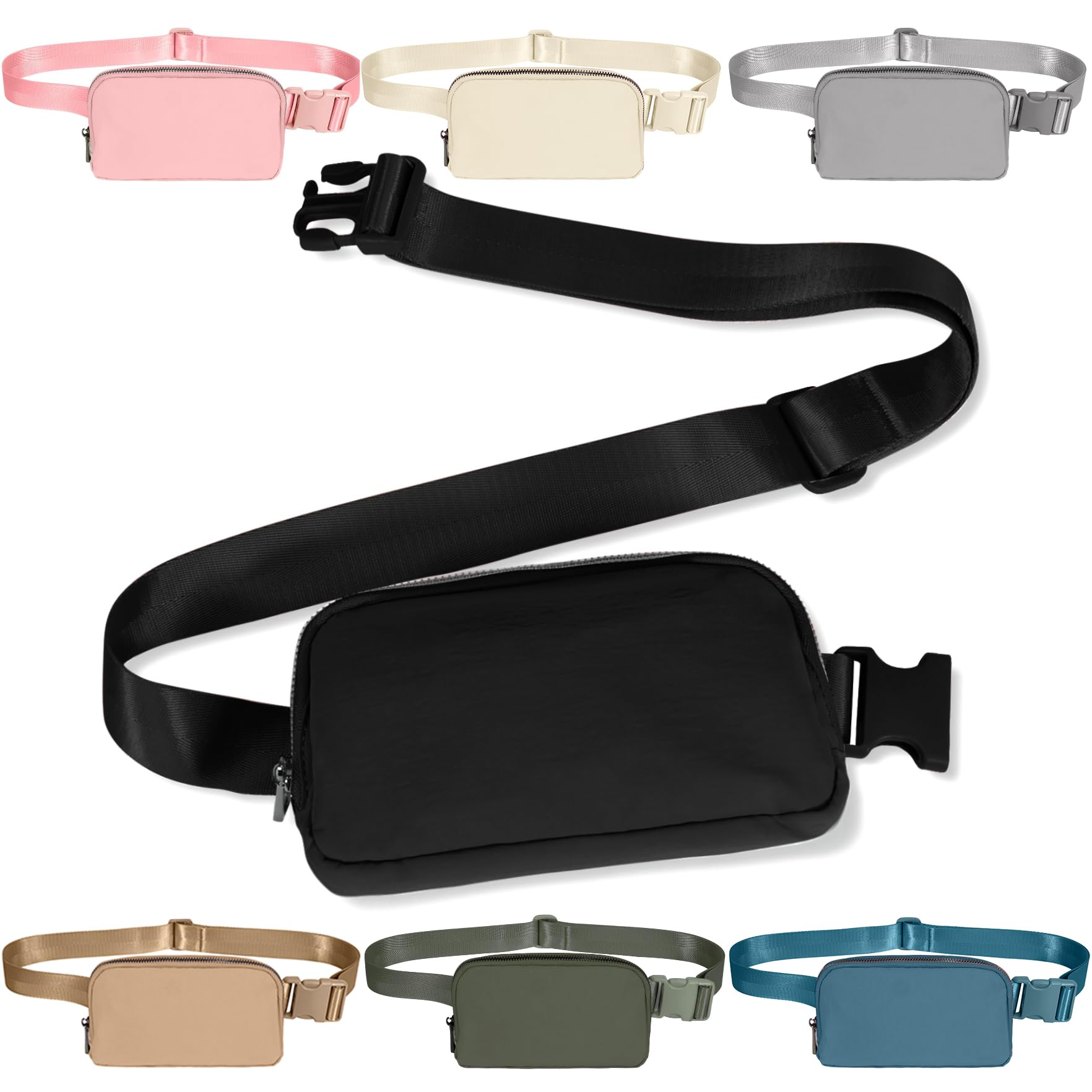 INTINI Everywhere Belt Bag – Small, Slim, and Stylish Mini Crossbody Fanny Pack for Women 50 Inch Waist (S - Black)