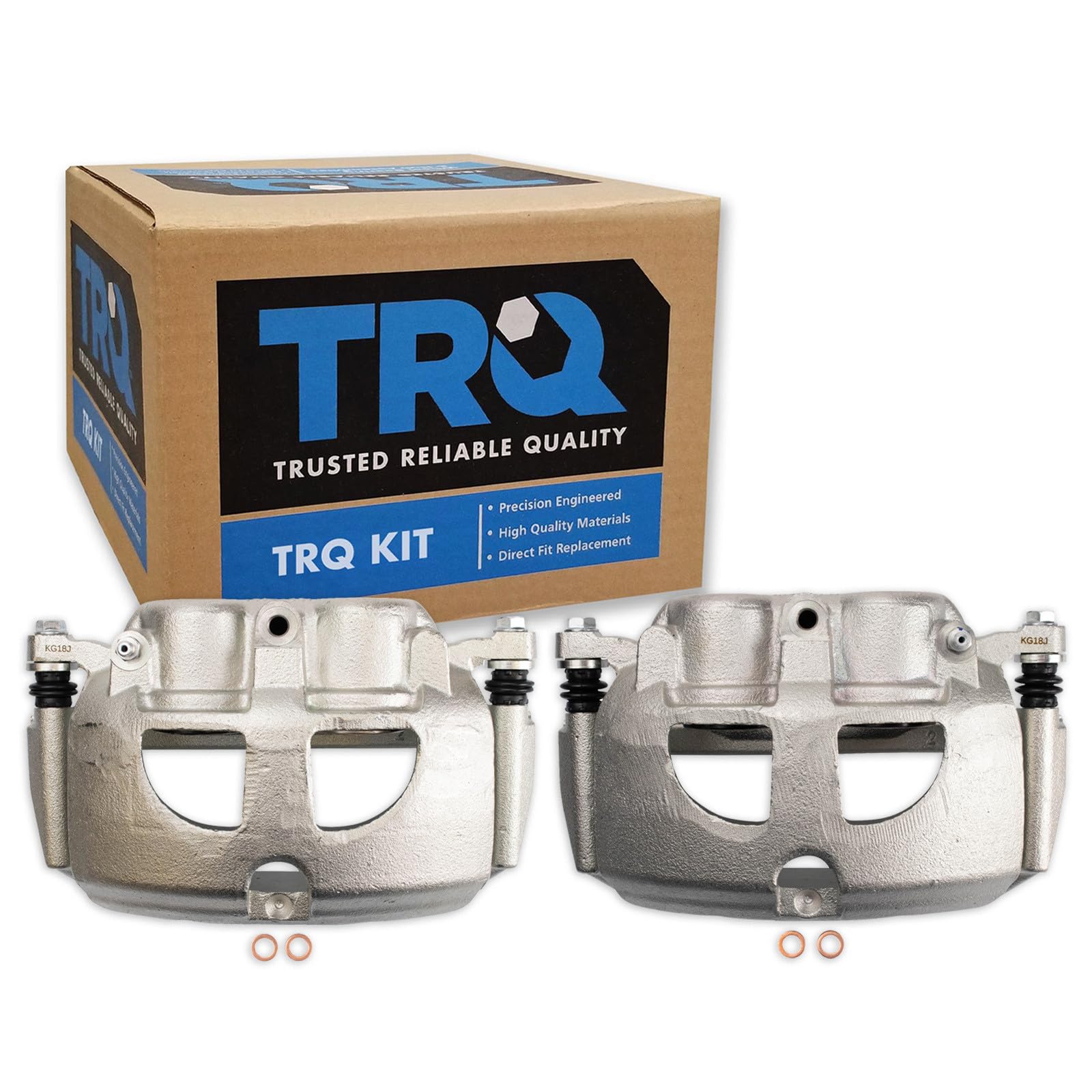 TRQ Rear Brake Caliper Set Zinc Coated Brackets Hardware