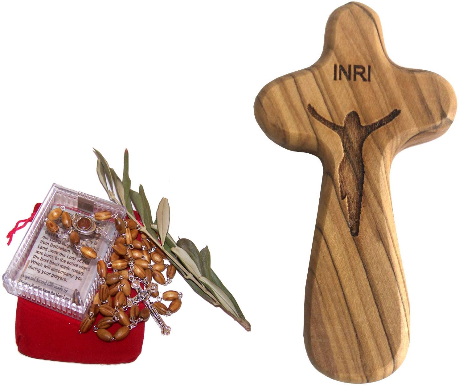 Holy Land Market Catholic Rosary with Crucifix Holding/Comfort Cross