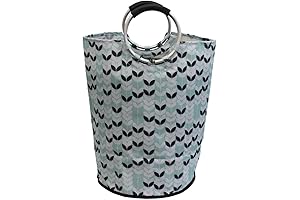 JVL Products Luxurious Patterned Fabric Laundry Washing Bag with Sturdy Metal Handles