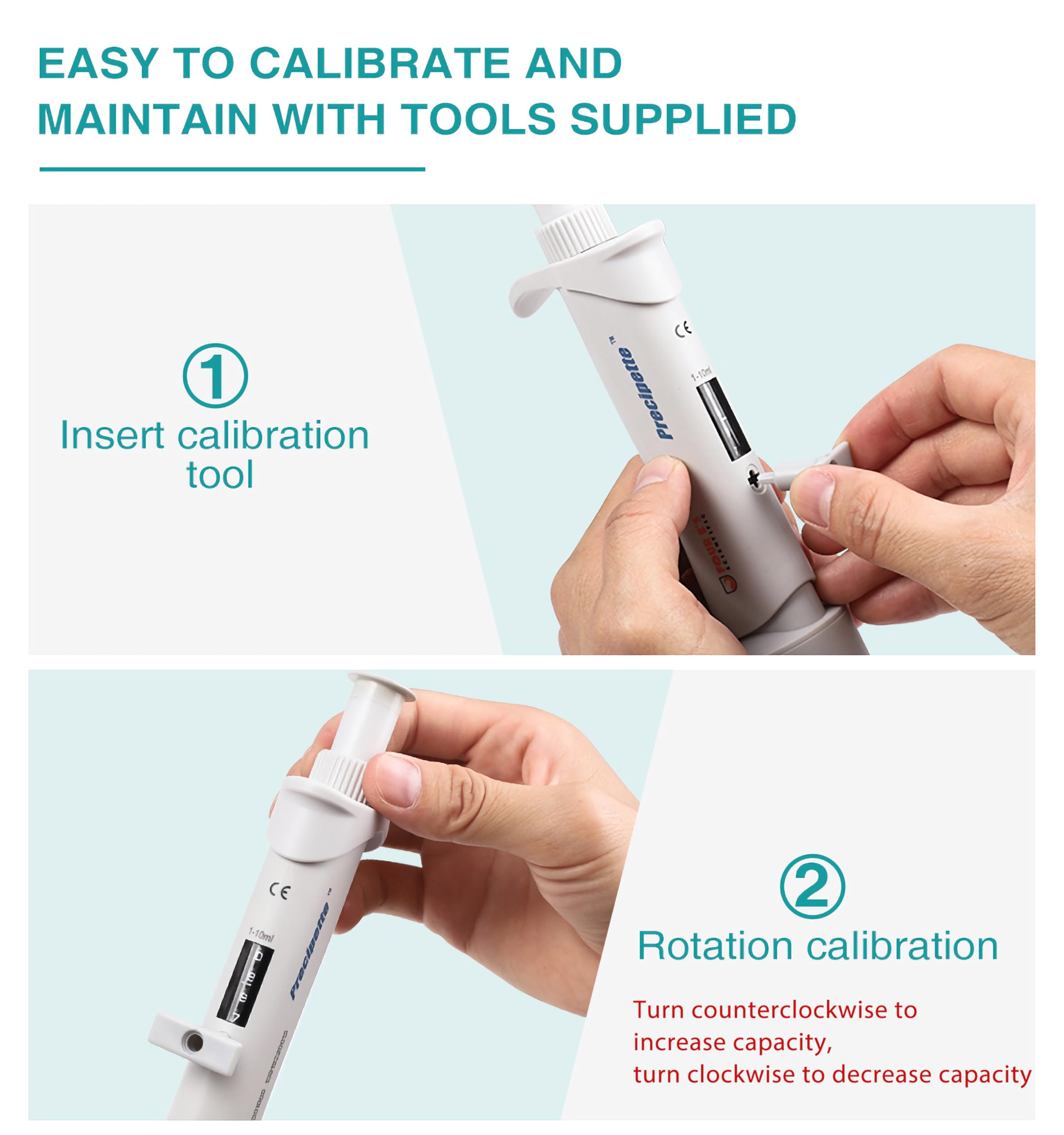 Micropipeta de alta precisión de 1 a 5 ml, pipeta de un solo canal de volumen ajustable de 5 ml, pipeta de líquido manual para laboratorio y escuela científica