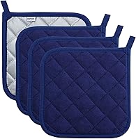 Vista 9 de Joyhalo Paquete de 4 agarraderas para ollas de cocina, agarraderas de horno de algodón con gran resistencia al calor, almohadillas térmicas