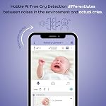 Moniteur de bébé Hubble Connected SkyVision avec caméra intelligente HD améliorée par IA, unité parentale, support, vision nocturne, veilleuse, sons apaisants, suivi du bien-être, application