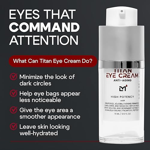 Miniatura 3 de Man Labs Titan - Crema de ojos antienvejecimiento para hombre, tratamiento para ojeras debajo de los ojos, tratamiento de bolsas de ojos para