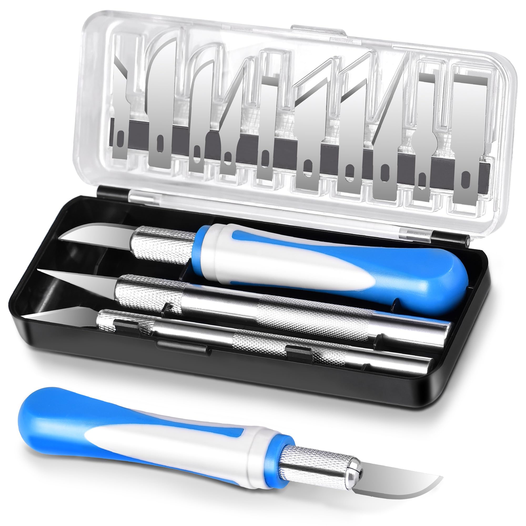 Photo 1 of Zruosiniy 16 Pcs Premium Precision Craft Knife Set, 10 Replaceable Carbon Steel Blades, Hobby Knife for Scrapbooking, Stencil, Architecture, Wood/Leather Working
