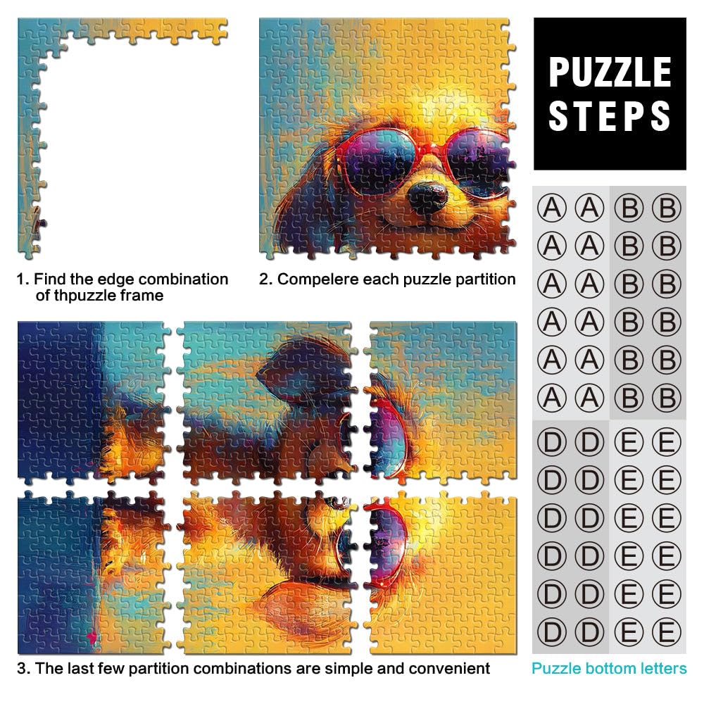 Chien Cool avec des Lunettes de Soleil Puzzle 2000 pièces pour Adultes Jeu de Quiz est idéal comme Cadeau pour Toute la Famille 70x100cm