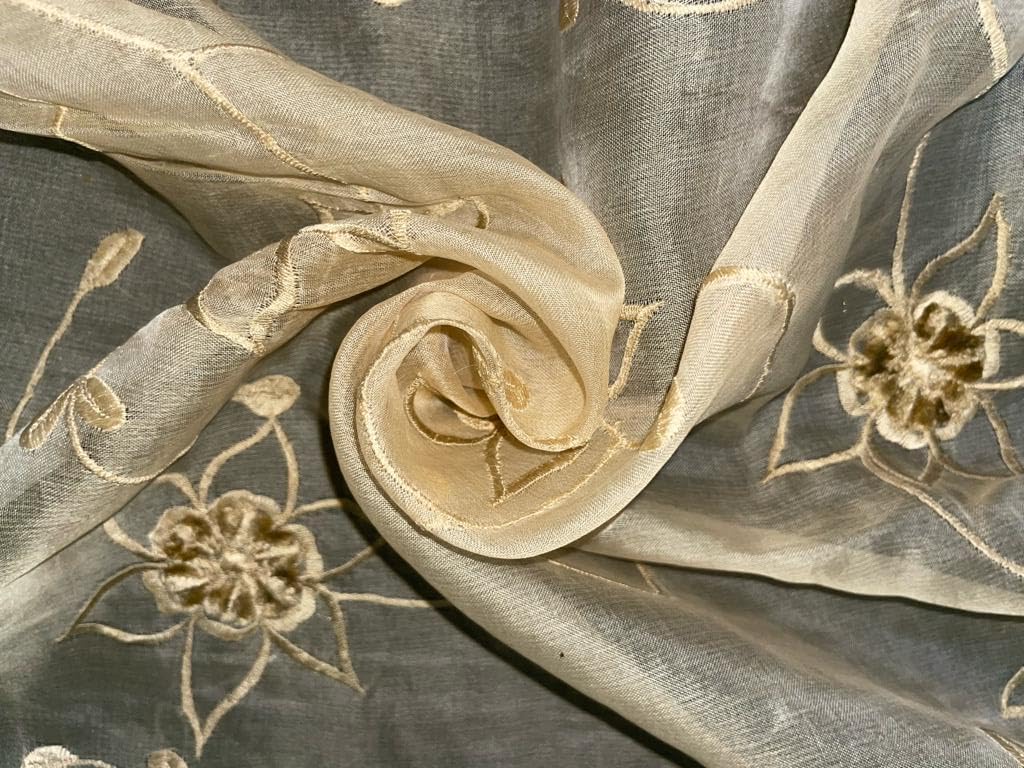 100% seda organza tela terciopelo bordado 44" ancho [3208]