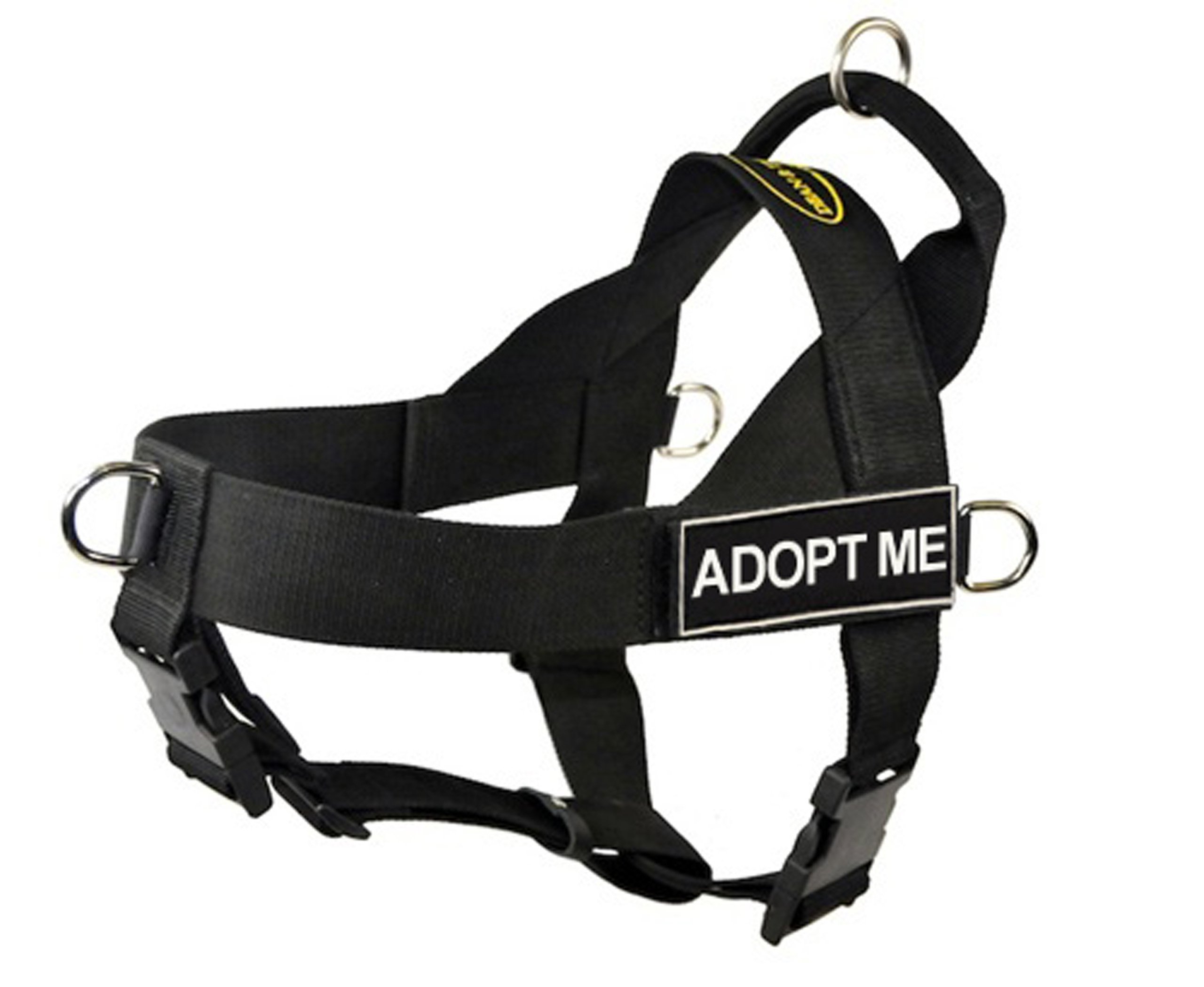Harnais pour chien sans tirer avec inscription Adopt me noir Dean & Tyler confortable