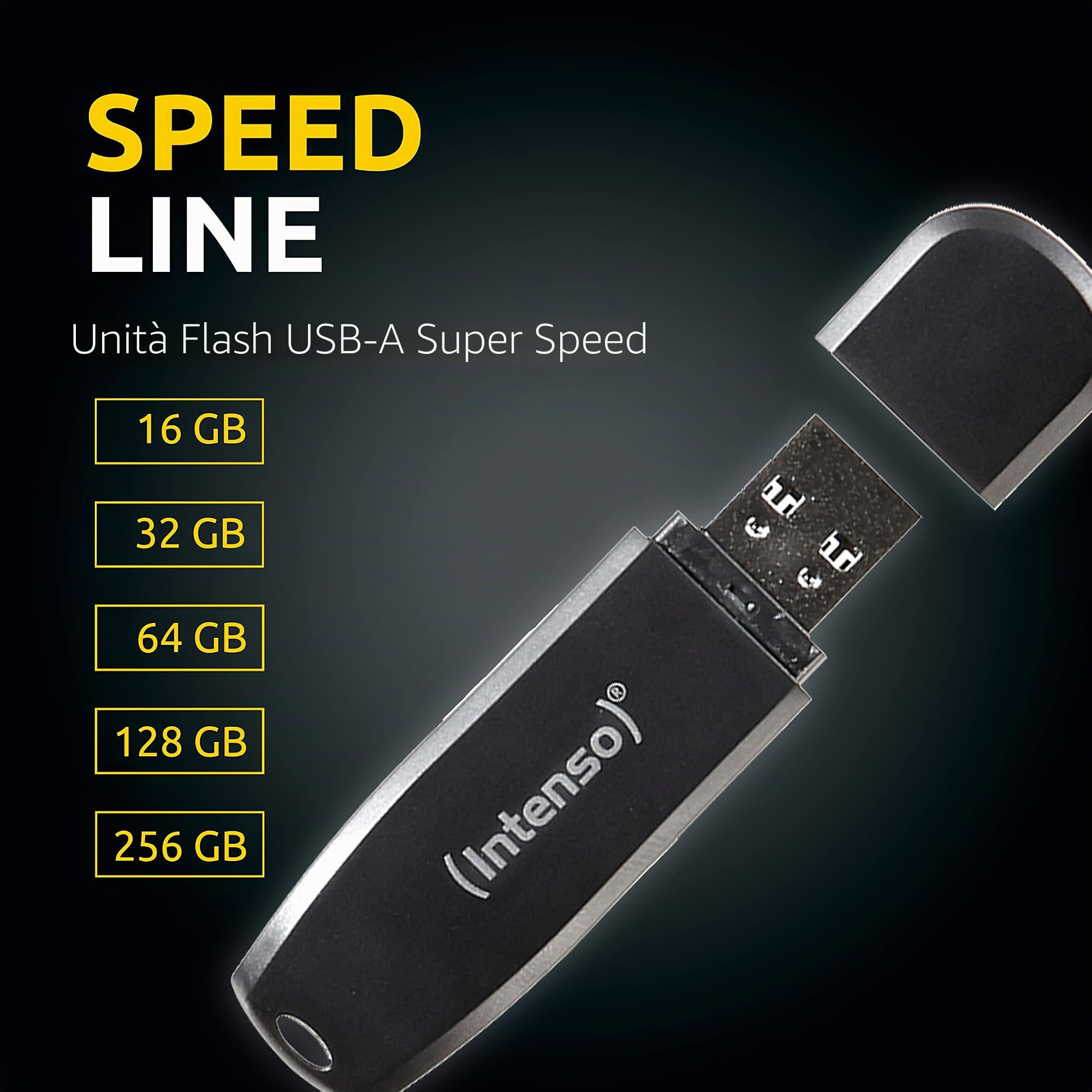 Intenso Speed Line - Memory Stick da 256 GB - Chiavetta USB 3.2 Gen 1x1, nera