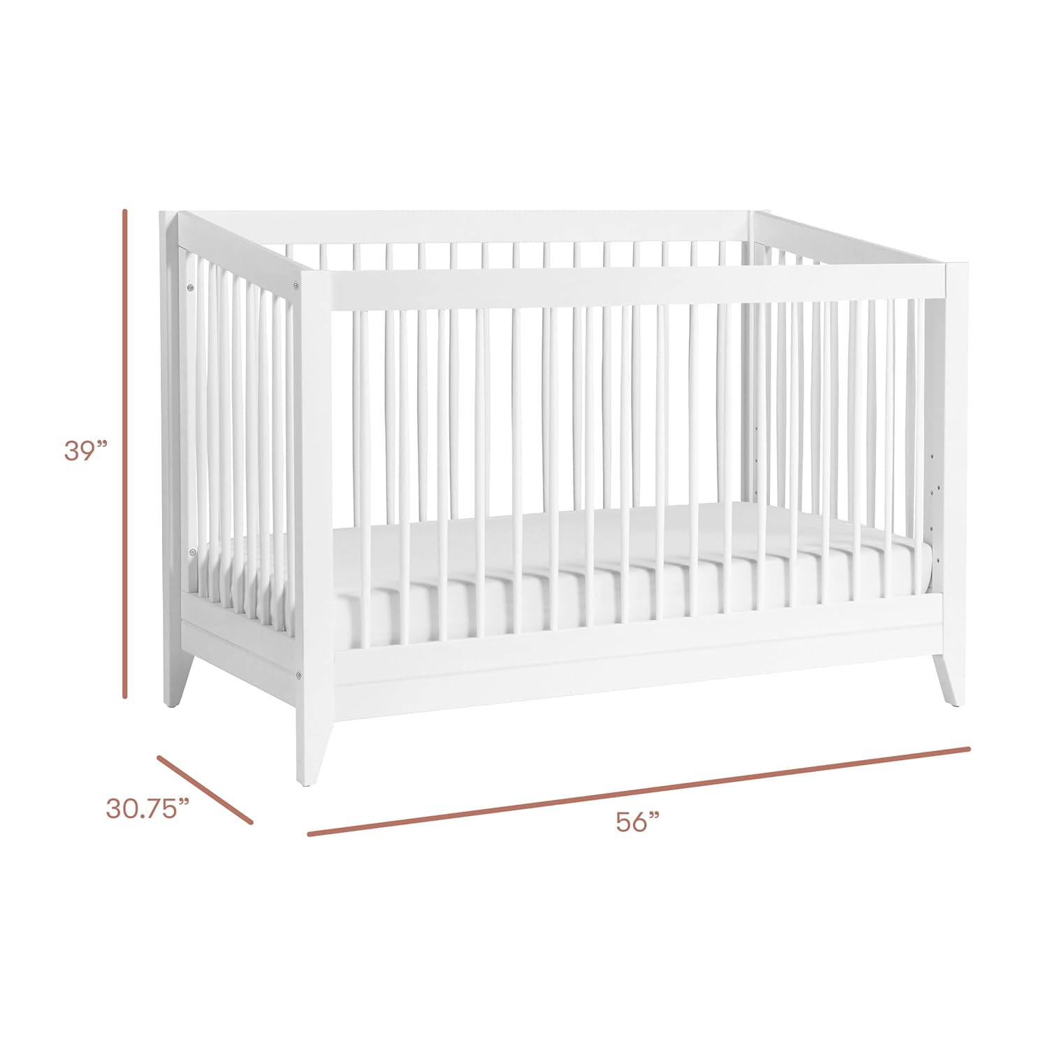 Babyletto Sprout 4-in-1 Wooden Baby Crib Convertible to Toddler Bed, Daybed & Full Size Bed - GREENGUARD Gold Certified - Includes Toddler Conversion Kit - Made of 100% Solid Wood - White