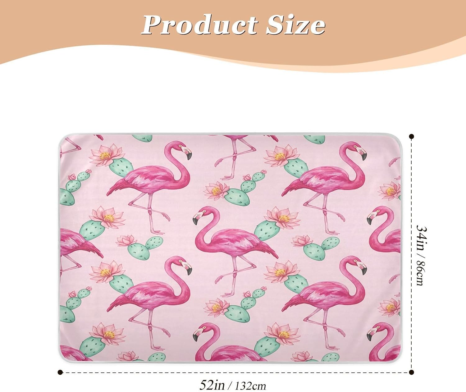 CEBUGI 34” x 52”Washable Underpads Heavy Absorbency Waterproof Incontinence Bed Pads Cactus Flamingo Pee Pads for Adults Kids and Baby