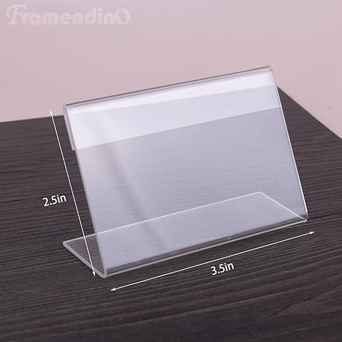 Miniatura 8 de Framendino, Paquete de 20 soportes de acrílico transparente de 3.5 x 2.5 pulgadas, soporte de exhibición en forma de L, soporte de plástico para