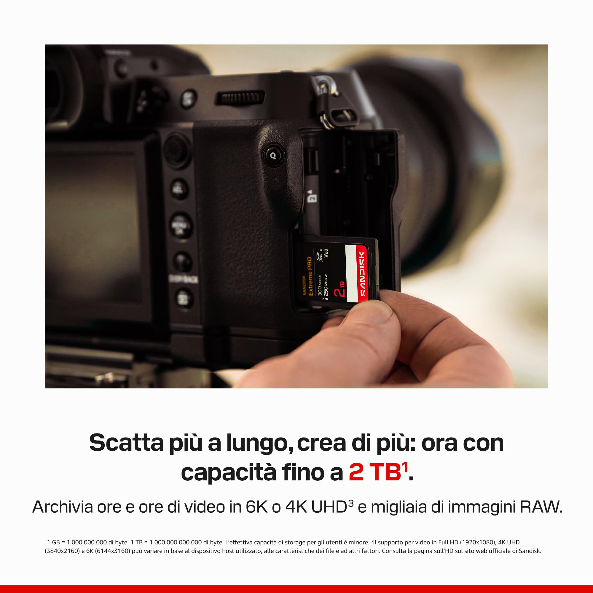 SANDISK Extreme PRO SDXC- UHS-II Scheda V60 128 GB (Fino a 300 MB/s in lettura e fino a 210 MB/s in scrittura, 4K UHD, Full HD, U3, C10, V60) Compatibile con fotocamere reflex e mirrorless