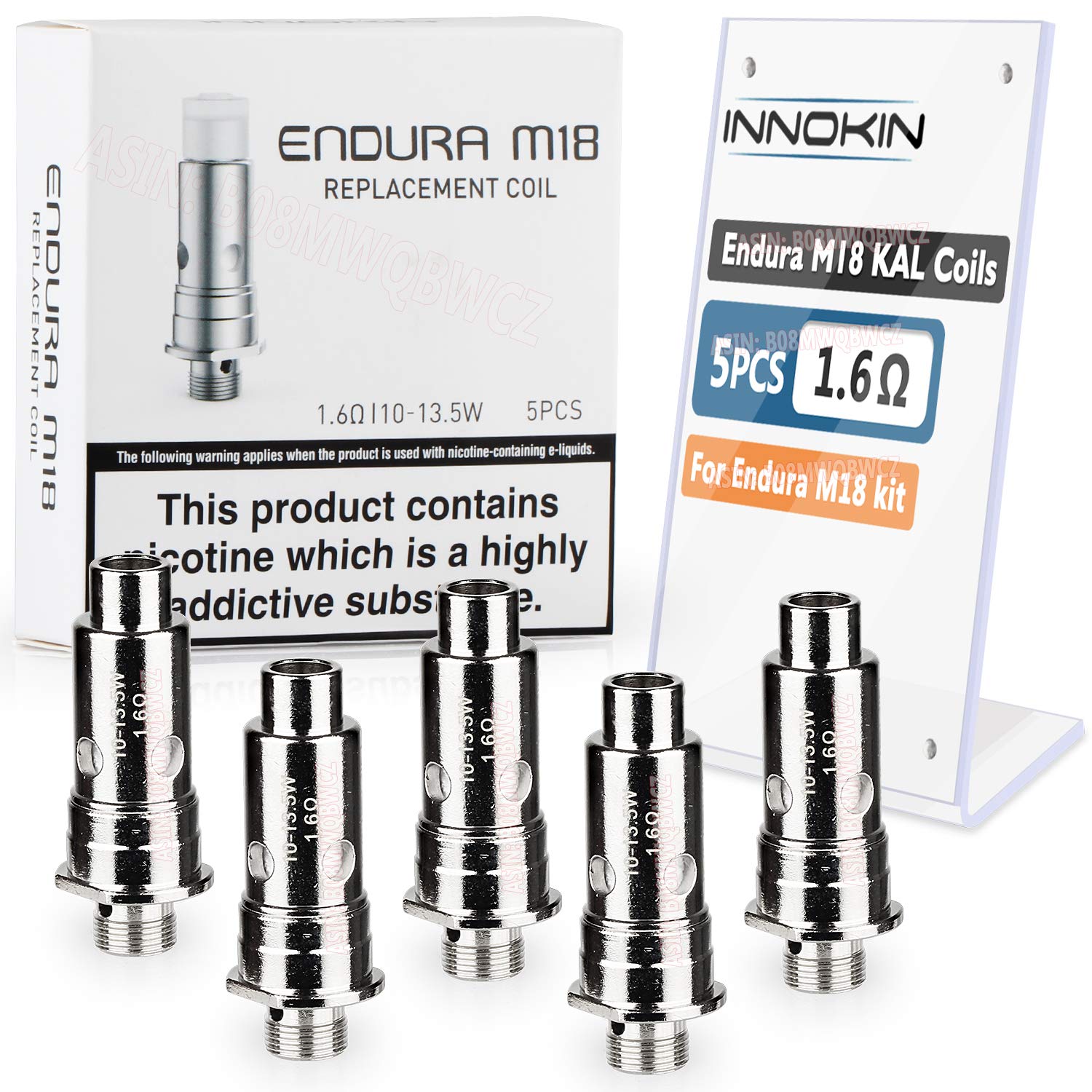 Innokin Endura M18 Coil, KAL 1.6ohm Replacement Coils, Works for Endura M18  Pod, Pack of 5, No Nicotine : Amazon.co.uk: Health & Personal Care
