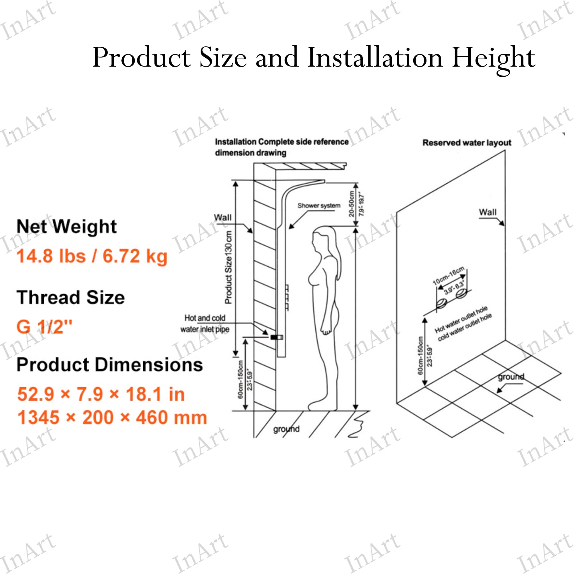 InArt 8-in-1 Shower System - LED Rainfall Shower -3 InArt 8-in-1 Shower System - LED Rainfall Shower -3
