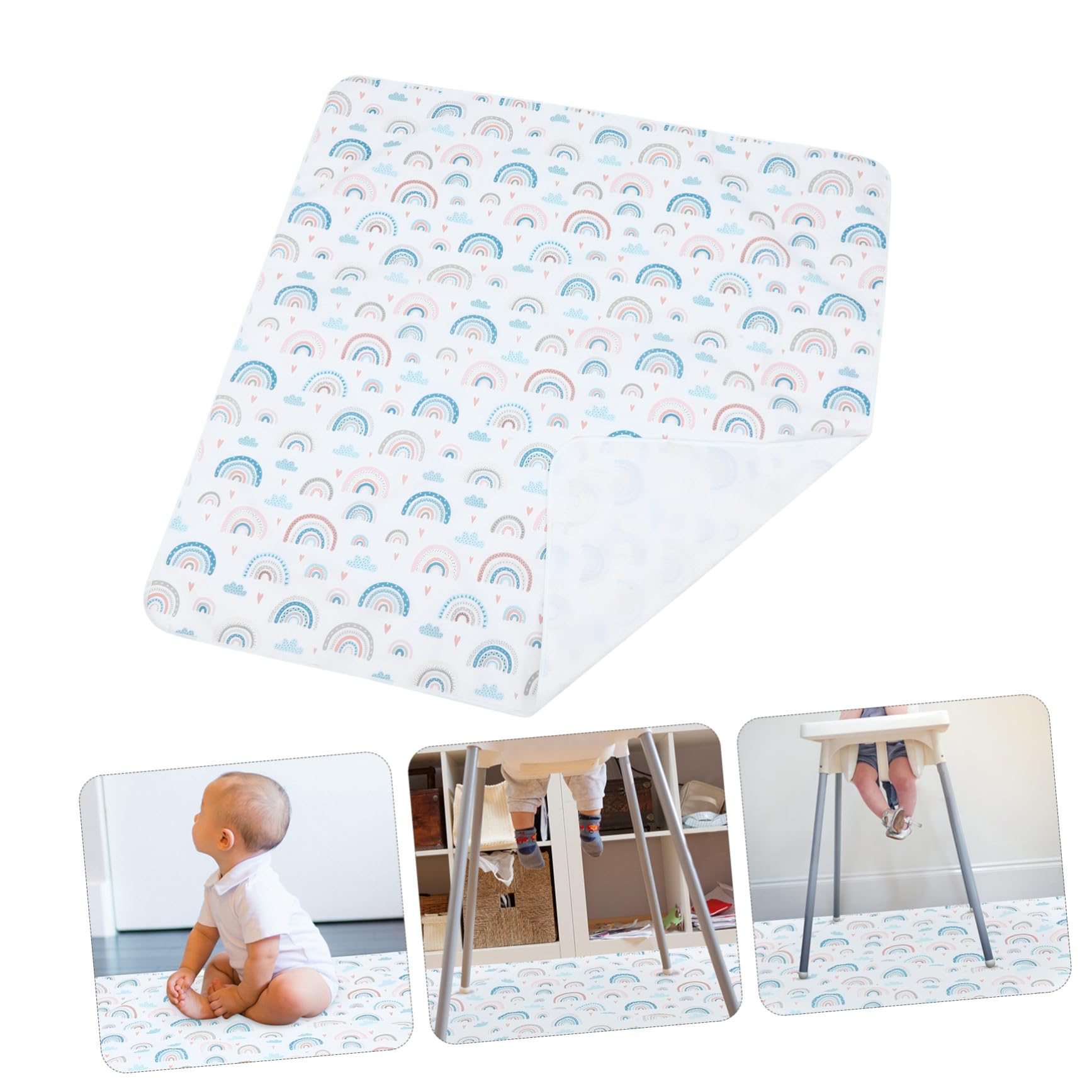 Abaodam Alfombrilla Antideslizante para Ñiño, Tapete Plegable de Poliéster y Silicona para Trona y Picnic, Colchoneta de Suelo para Niños