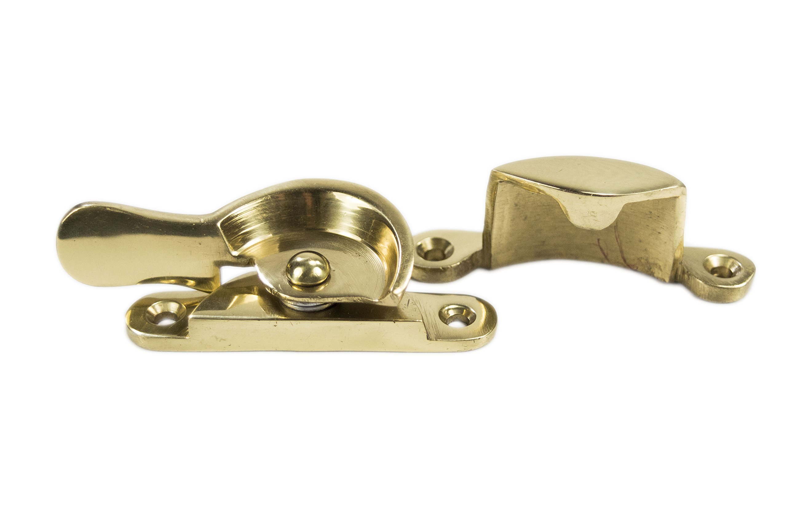 Black Country Metal Works Black Fitch Sash Wedge Window Fastener/Lock - Polished Brass Lacquered Finish