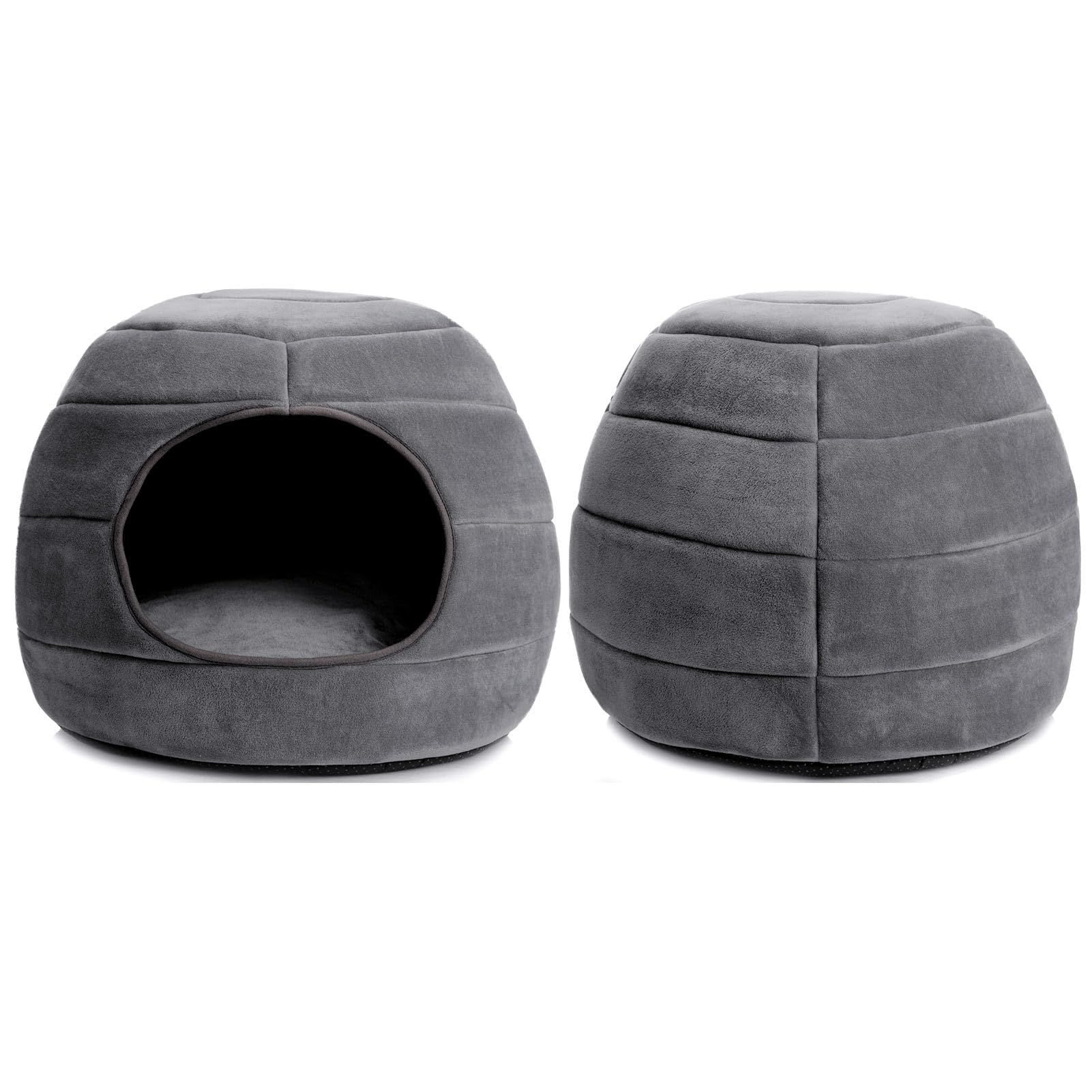Hollypet Lit pliable 2 en 1 pour chat et petit chien, chaud et doux en velours de corail, gris foncé, L