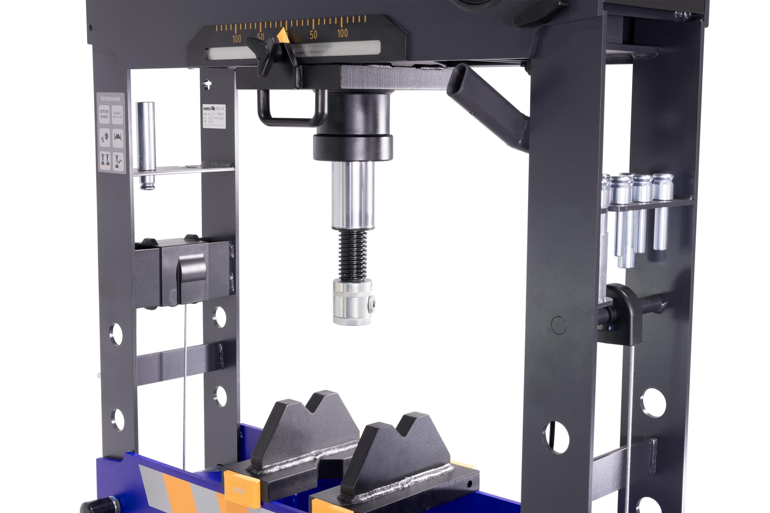 30t 00012 - Pressa da officina, dimensioni interne: 750 mm, extra larga, manuale + pneumatica