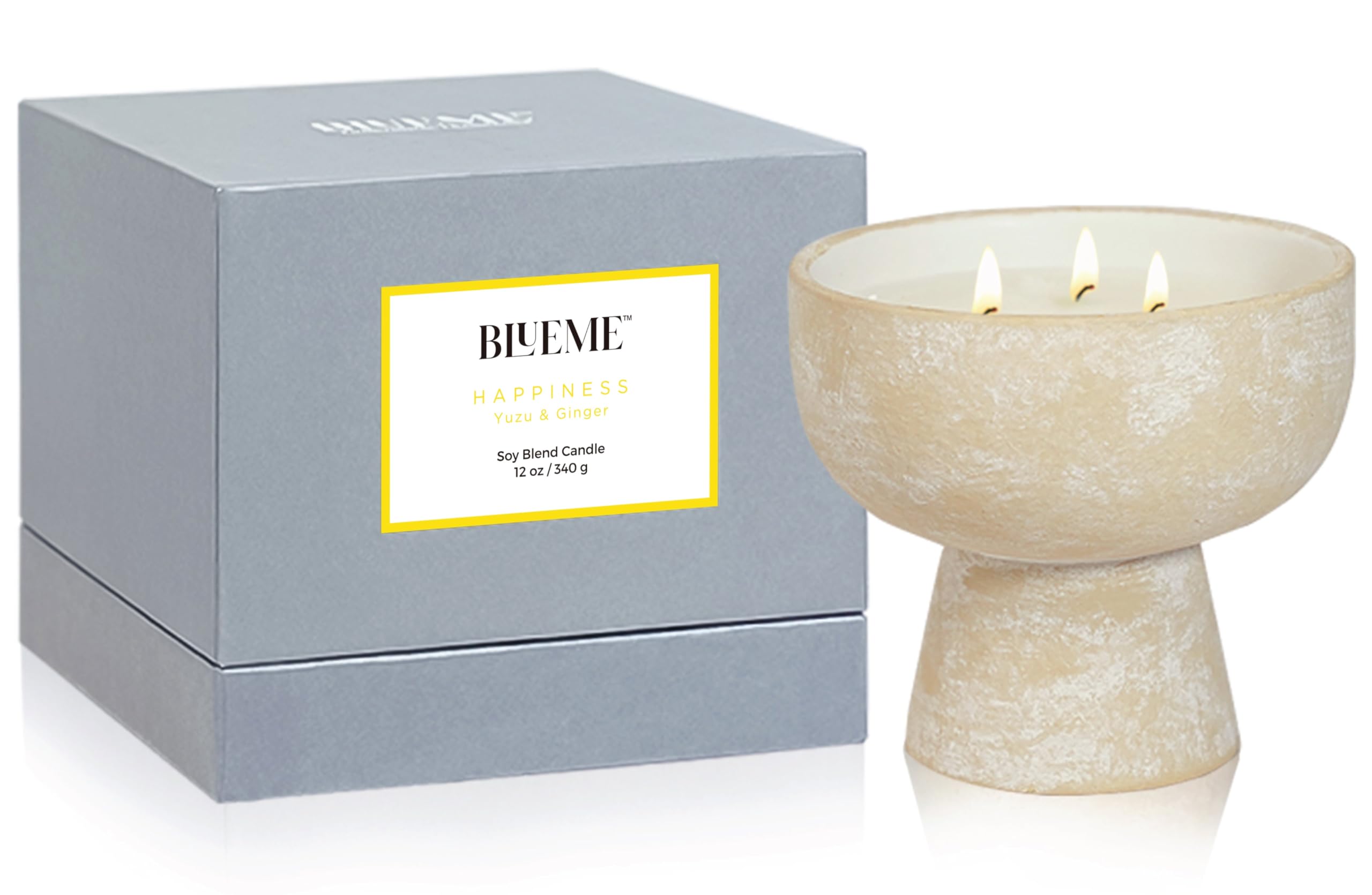 Blueme Happiness-Yuzu & Ginger, 3 wick, Refillable Candle