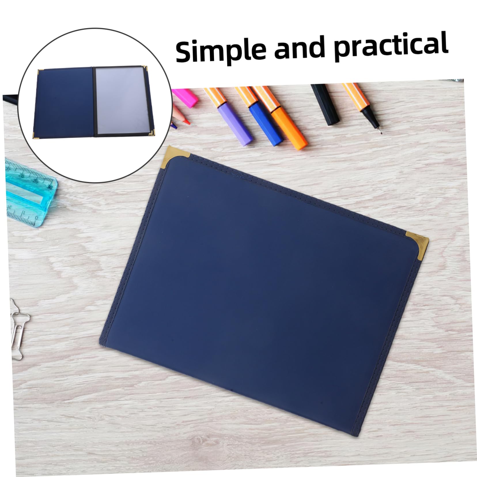 Portamenús para Restaurante de 4 Páginas, 2 Piezas, Pu/pvc Azul | Fundas Transparentes, Uso en Bares y Comedores, Estilo Clásico y Simple, Limpieza Sencilla