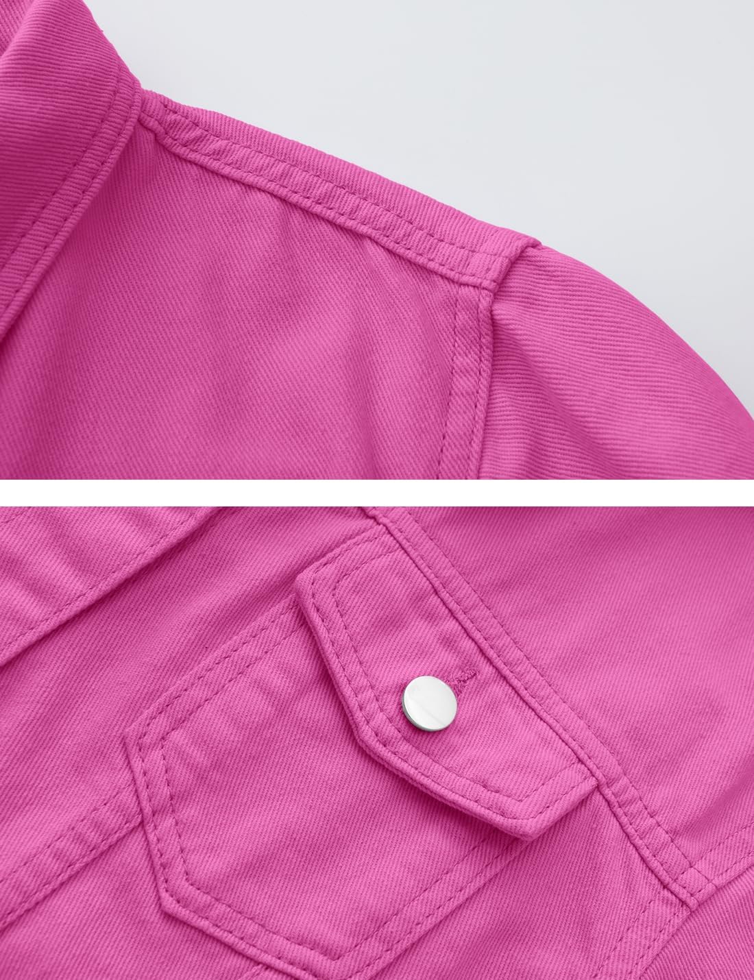 Locachy Womens 3/4 Sleeve Short Denim Jacket Lapel Button Down Cropped Trucker Jean Jackets Coats - Image 4